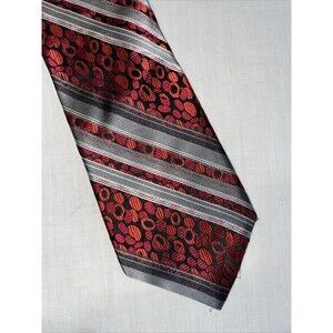 Desantis Collection Men’s Dress Tie Size 58” Red Gray Striped Business Formal